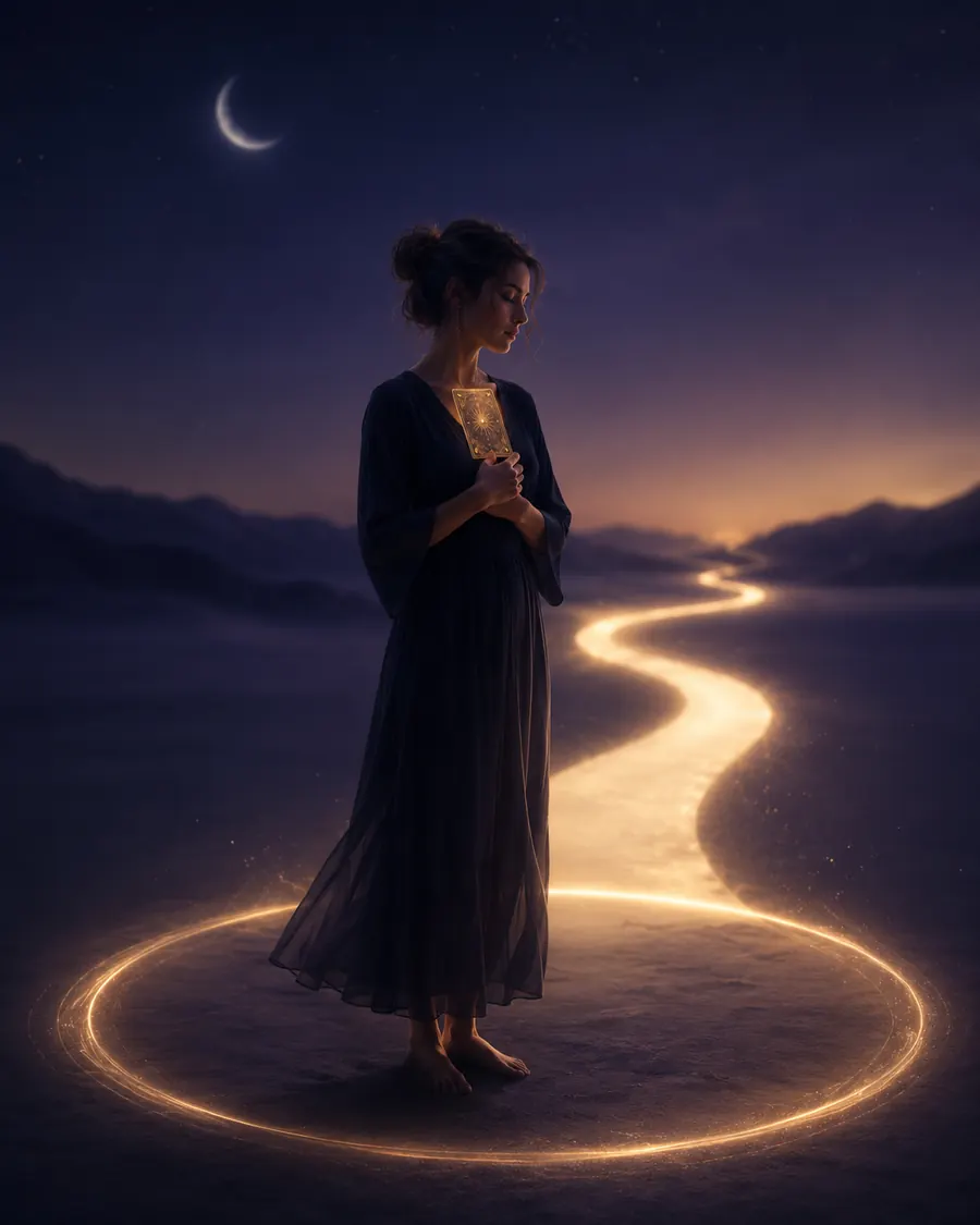 A boundaries illustration about taking a grounded next step after a one card love reading